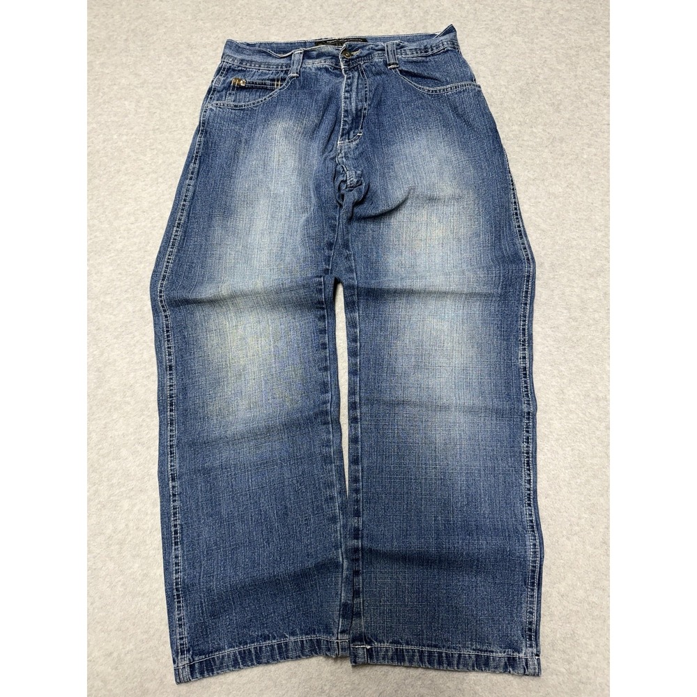 Southpole Jeans Mens 34x30 Blue Relaxed Wide Leg Denim Medium Wash Baggy Y2K